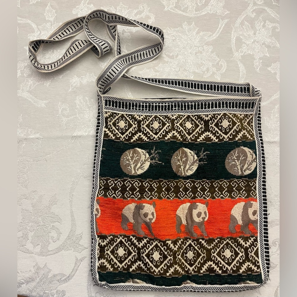 Patterned Crossbody Bag with Panda Design